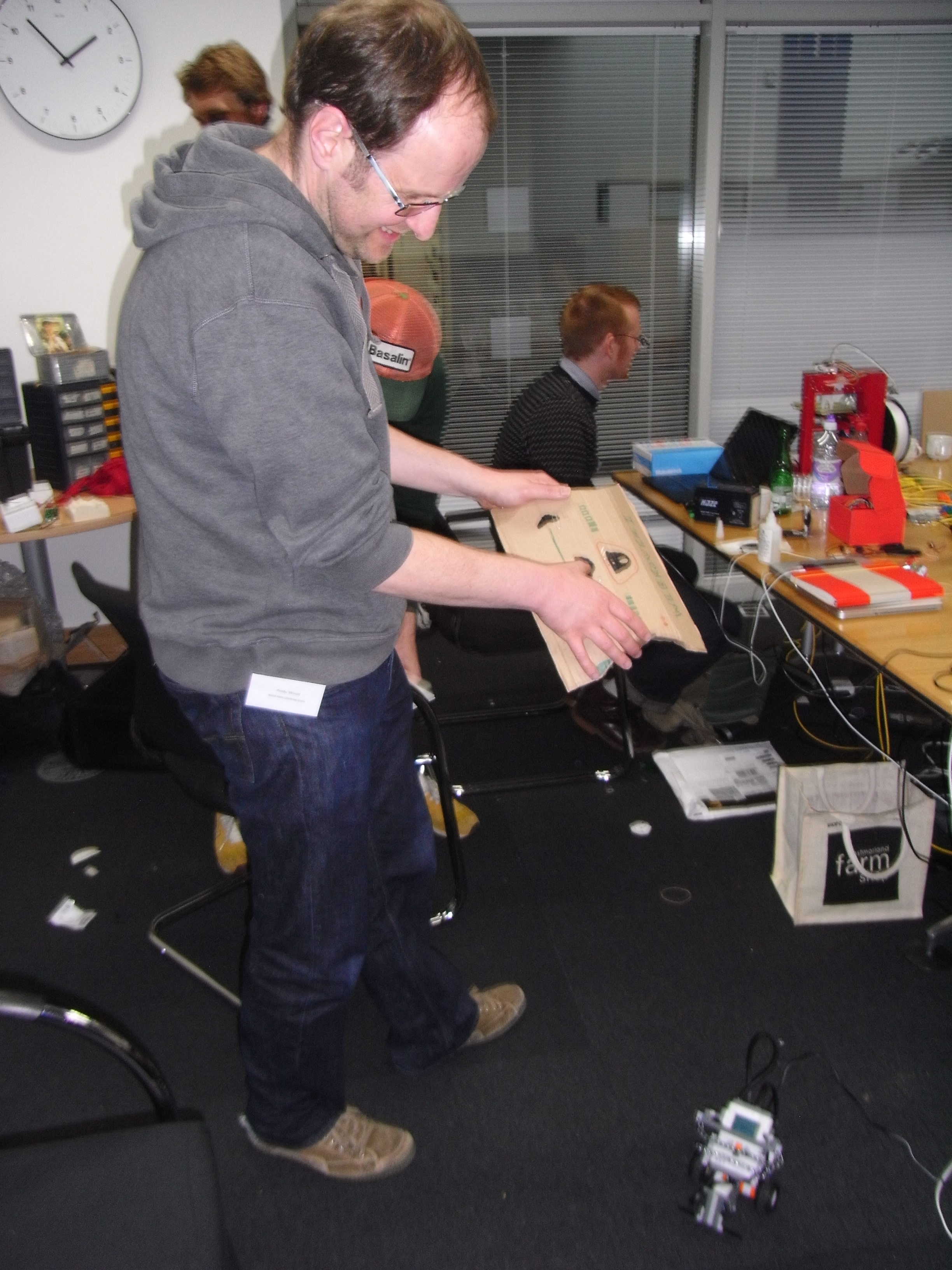 A Developer Testing a `cardboard' interface at the NASA Global Space Apps Hackathon