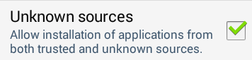 Screenshot of unknown sources option in the settings app in android